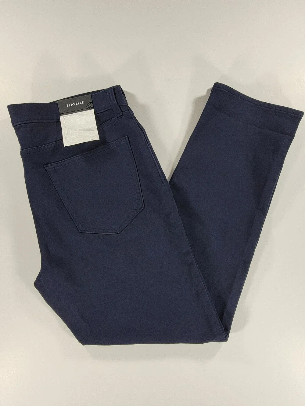 NEW Banana Republic Slim Fit Cotton Traveler Pant Stetch Navy Blue 36x30